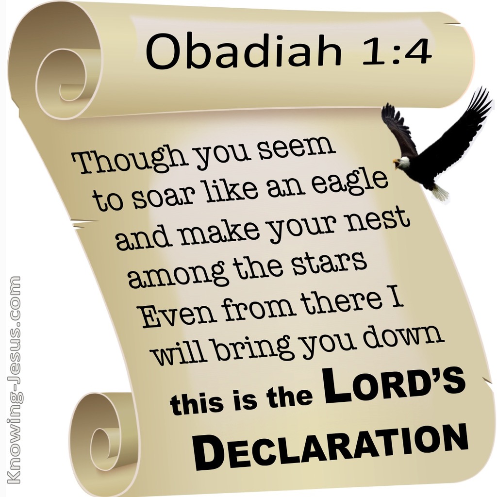 Obadiah 1:4 Though You Soar Like An Eagle Your Will Be brought Down (beige)